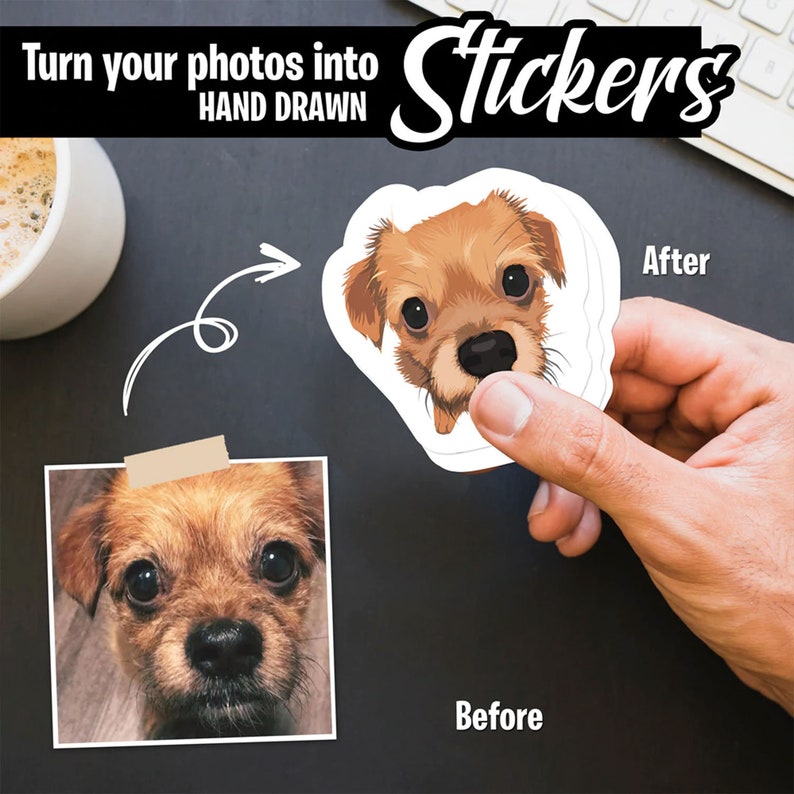 Personalized Dog Stickers - Hand Drawn | custom pet sticker, custom dog sticker, dog face sticker, sticker of my dog, stickers of my pet