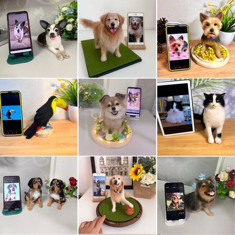 3D Felt Wool Pet Heads | Needle Felt Cat Memorial Photo Frame | Felt Wool Dog & Cat Memorial Photo Frame | Pet Lover Gifts | Pet Loss Gifts
