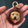 Custom Leather Engraved Pet Portrait Pendant