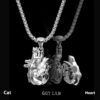 Heart necklace made of three cats Original independent design stacking couple sweater chain
