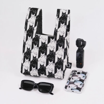 Knitted Tote Bag Original cute cat