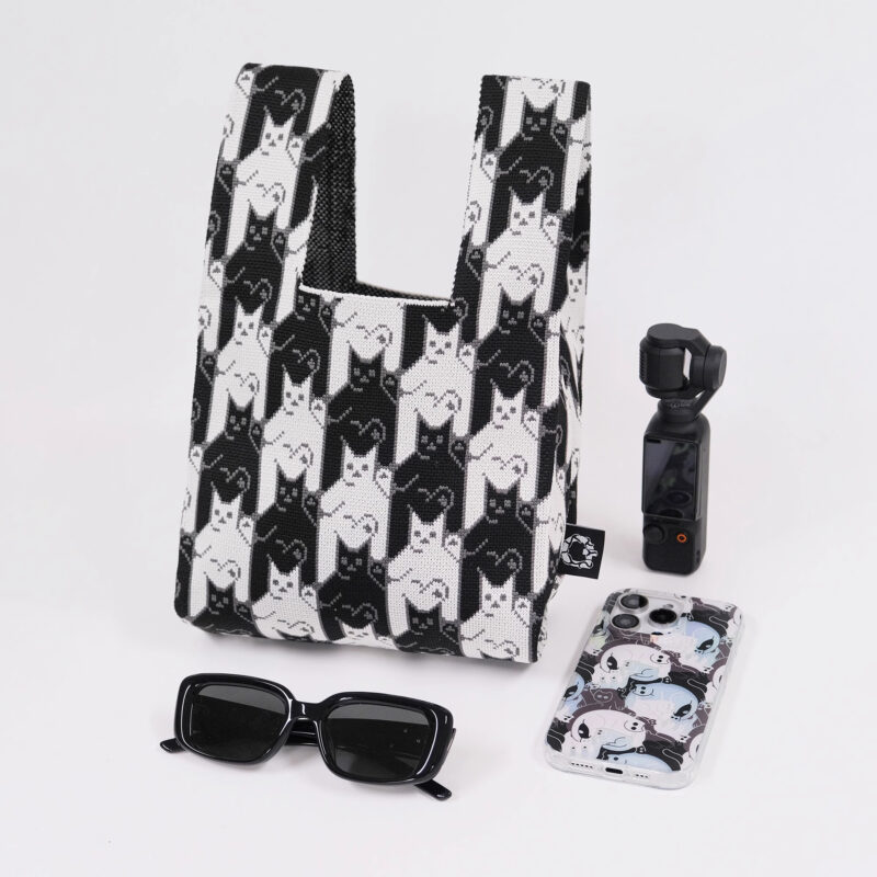 Knitted Tote Bag Original cute cat