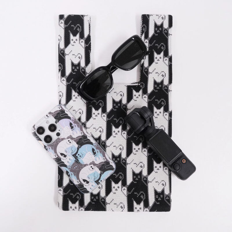 Knitted Tote Bag Original cute cat