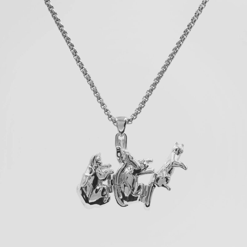 Heart necklace made of three cats Original independent design stacking couple sweater chain