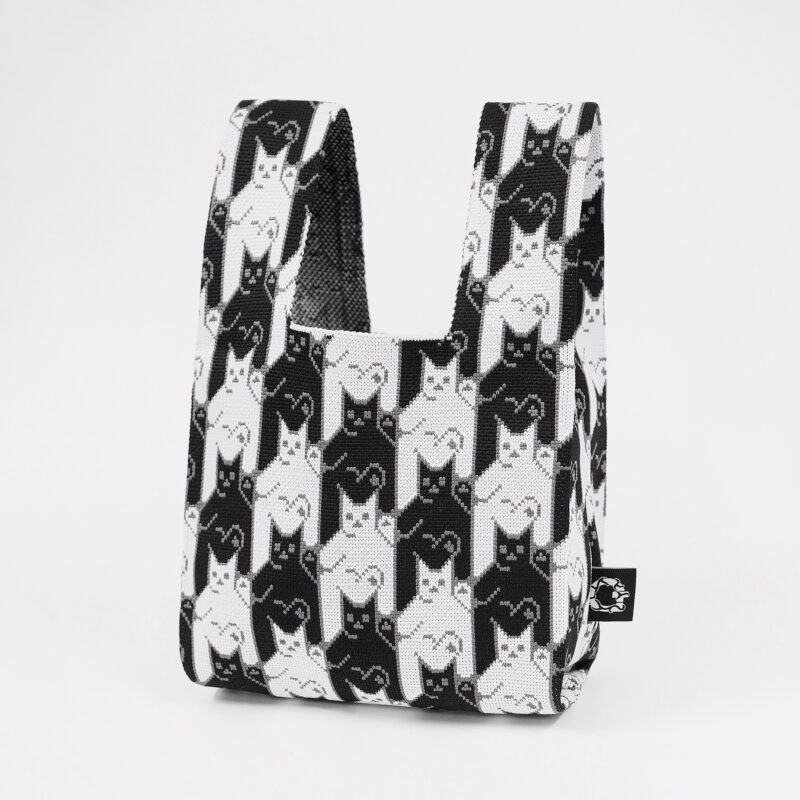 Knitted Tote Bag Original cute cat