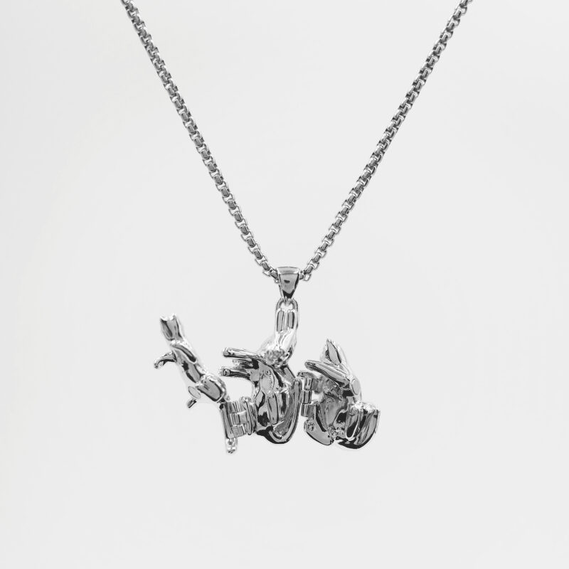 Heart necklace made of three cats Original independent design stacking couple sweater chain