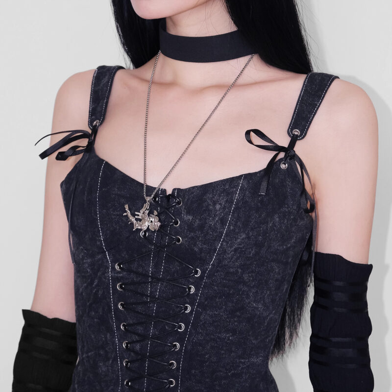 Heart necklace made of three cats Original independent design stacking couple sweater chain